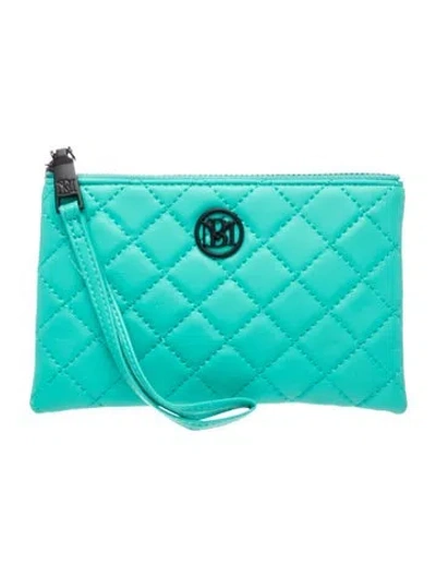 Pre-owned Badgley Mischka Vegan Leather Clutch W/ Tags In Blue