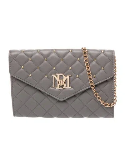 Pre-owned Badgley Mischka Vegan Leather Clutch W/ Tags In Gray