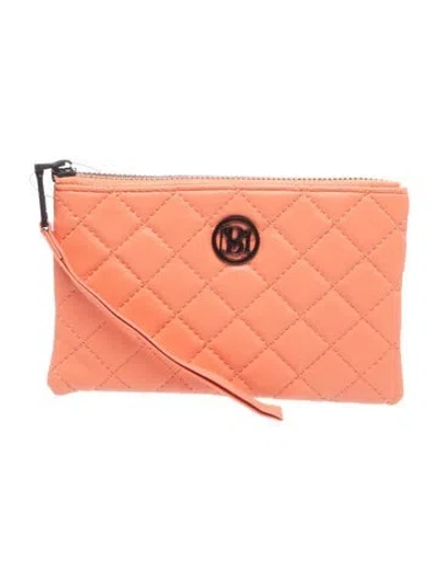 Pre-owned Badgley Mischka Vegan Leather Clutch W/ Tags In Orange