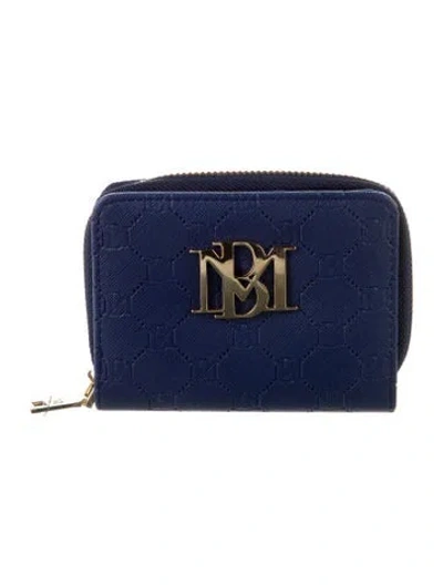 Pre-owned Badgley Mischka Vegan Leather Compact Wallet In Blue