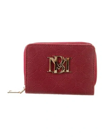 Pre-owned Badgley Mischka Vegan Leather Compact Wallet In Red