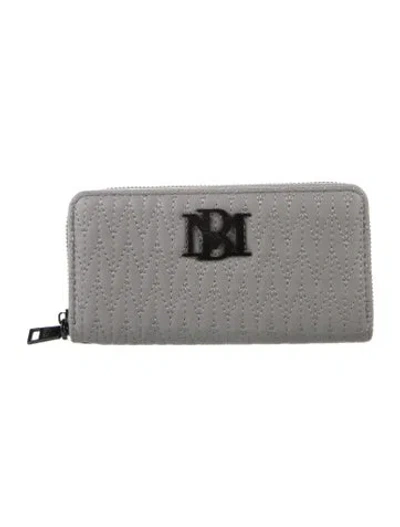 Pre-owned Badgley Mischka Vegan Leather Continental Wallet In Gray