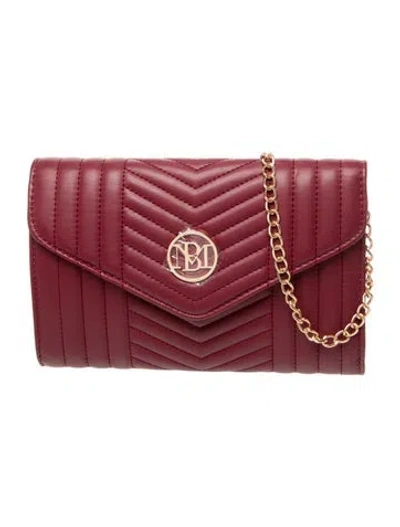 Pre-owned Badgley Mischka Vegan Leather Evening Bag In Red