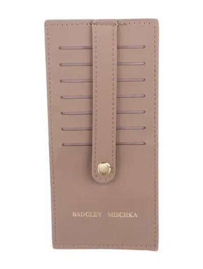Pre-owned Badgley Mischka Vegan Leather Graphic Print Card Holder In Neutral