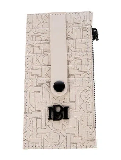Pre-owned Badgley Mischka Vegan Leather Graphic Print Card Holder In Neutrals