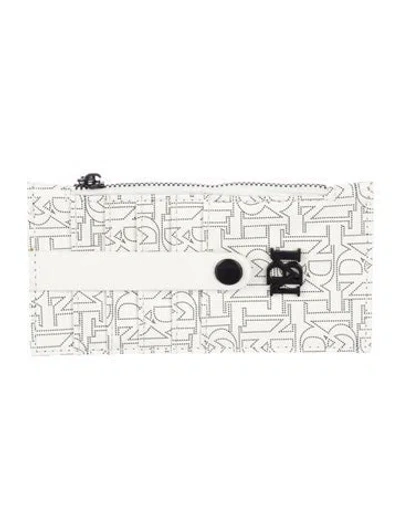 Pre-owned Badgley Mischka Vegan Leather Graphic Print Card Holder W/ Tags In White