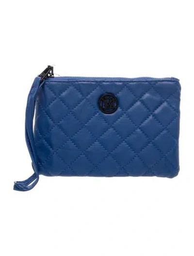 Pre-owned Badgley Mischka Vegan Leather Pouch In Blue