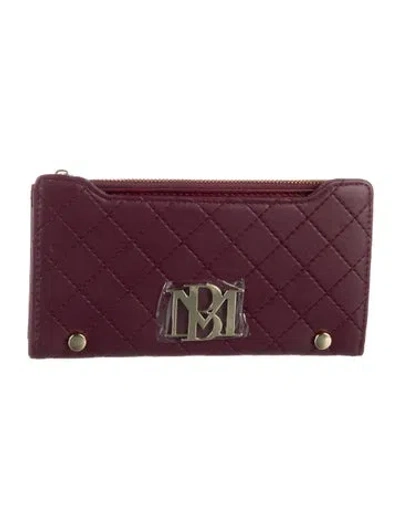 Pre-owned Badgley Mischka Vegan Leather Printed Bifold Wallet W/ Tags In Burgundy