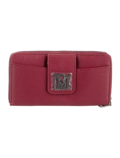 Pre-owned Badgley Mischka Vegan Leather Printed Continental Wallet In Burgundy