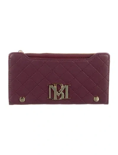 Pre-owned Badgley Mischka Vegan Leather Printed Continental Wallet W/ Tags In Burgundy