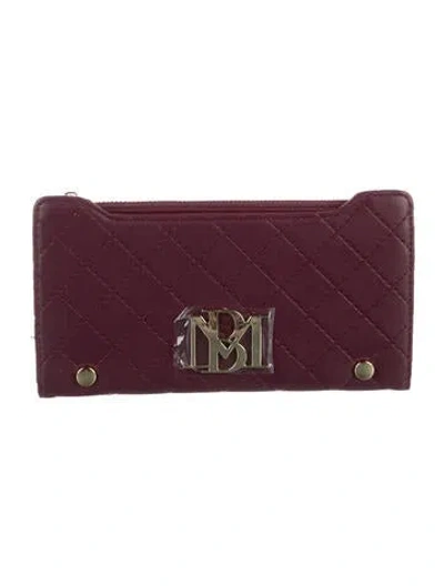 Pre-owned Badgley Mischka Vegan Leather Printed Continental Wallet W/ Tags In Burgundy