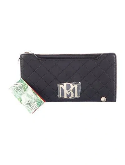 Pre-owned Badgley Mischka Vegan Leather Printed Wallet W/ Tags In Black