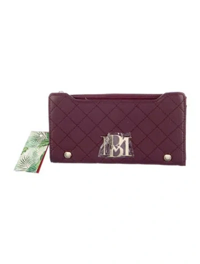 Pre-owned Badgley Mischka Vegan Leather Printed Wallet W/ Tags In Burgundy