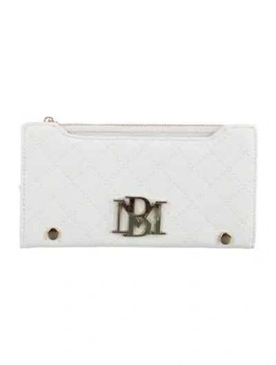 Pre-owned Badgley Mischka Vegan Leather Printed Wallet W/ Tags In White