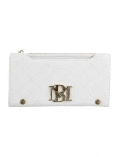 Pre-owned Badgley Mischka Vegan Leather Printed Wallet W/ Tags In White