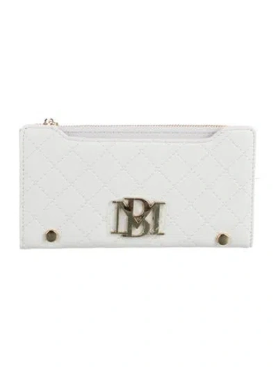 Pre-owned Badgley Mischka Vegan Leather Printed Wallet W/ Tags In White