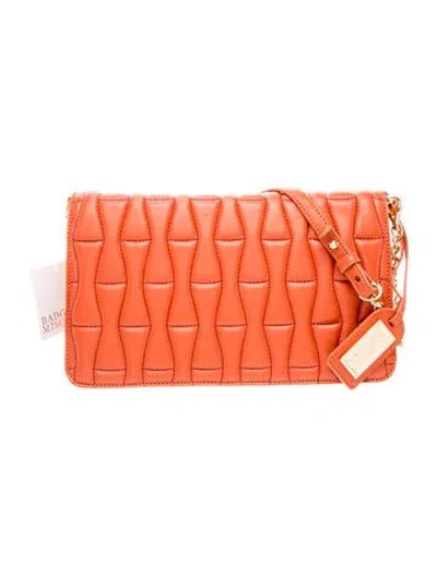 Pre-owned Badgley Mischka Vegan Leather Shoulder Bag In Orange