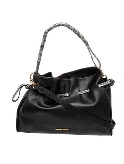 Pre-owned Badgley Mischka Vegan Leather Shoulder Bag W/ Tags In Black