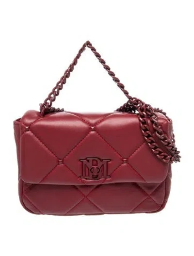 Pre-owned Badgley Mischka Vegan Leather Top Handle Bag W/ Tags In Burgundy