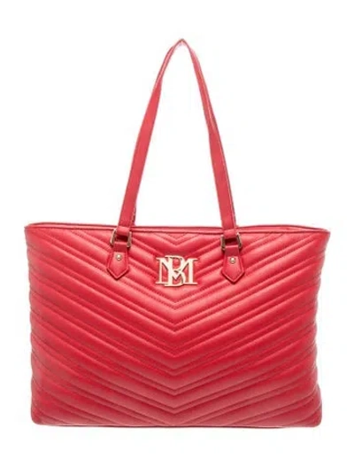 Pre-owned Badgley Mischka Vegan Leather Tote In Red