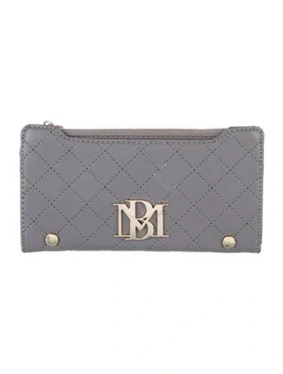 Pre-owned Badgley Mischka Vegan Leather Wallet In Gray