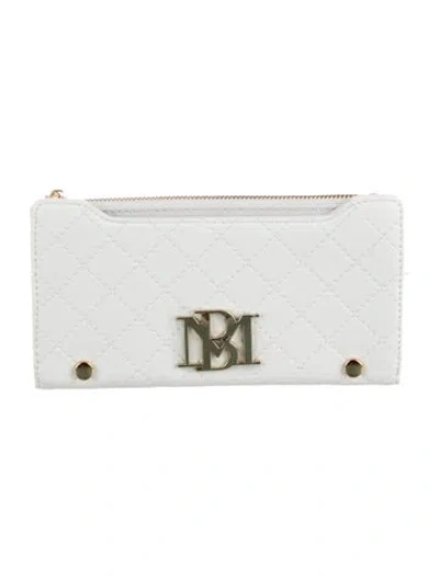 Pre-owned Badgley Mischka Vegan Leather Wallet In White