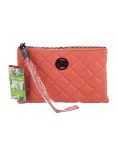 Pre-owned Badgley Mischka Vegan Leather Wristlet W/ Tags In Orange
