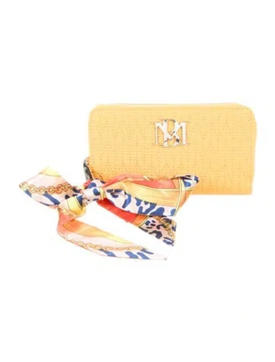 Pre-owned Badgley Mischka Vegan Leather Wristlet In Yellow