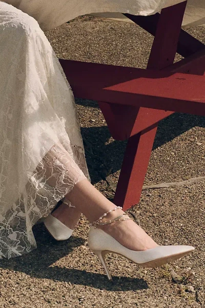 Badgley Mischka Verna Pearl Chain Pumps In White