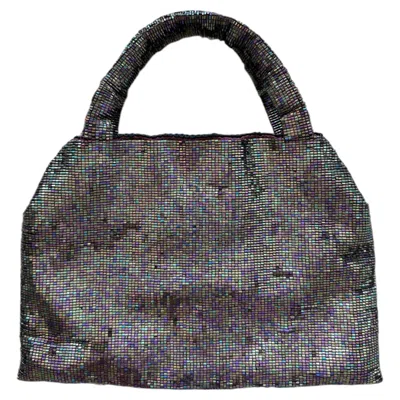Pre-owned Badgley Mischka Vintage Iridescent Purple Entirely Glass Beaded Evening Bag