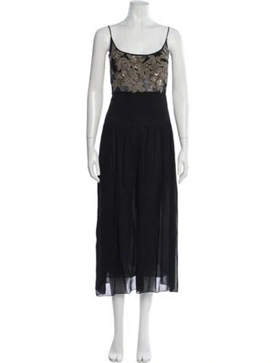 Pre-owned Badgley Mischka Vintage Midi Length Dress In Black