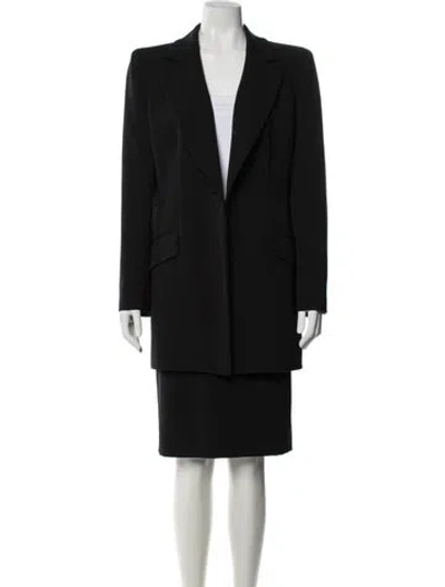 Pre-owned Badgley Mischka Vintage Pleated Accents Skirt Suit In Black