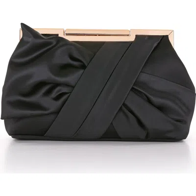 Badgley Mischka Visvien Satin Tie Pouch Clutch In Black