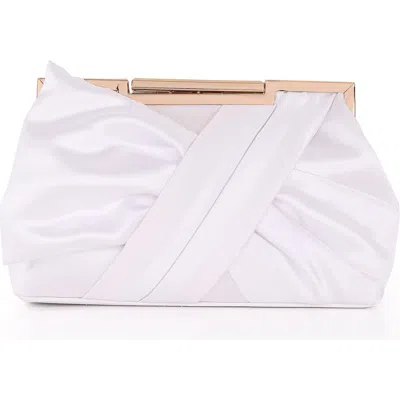 Badgley Mischka Visvien Satin Tie Pouch Clutch In White