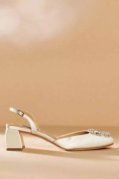 Badgley Mischka Vivia Slingback Heels In White