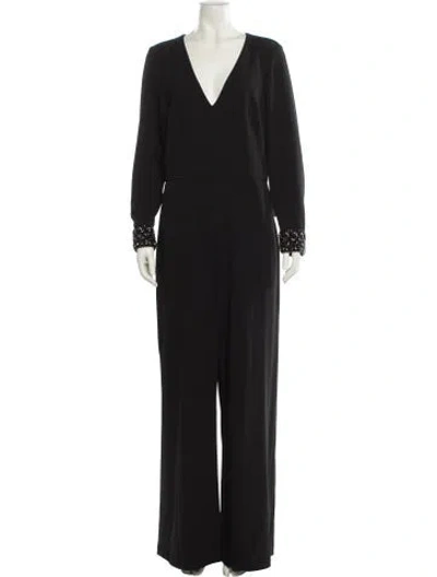 Pre-owned Badgley Mischka V-neck Jumpsuit W/ Tags In Black