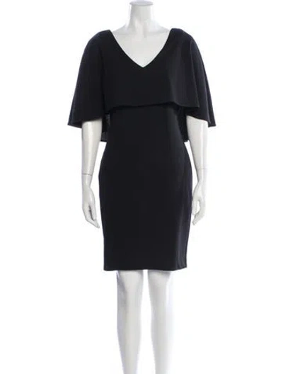 Pre-owned Badgley Mischka V-neck Knee-length Dress In Black