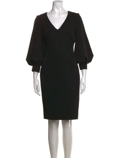Pre-owned Badgley Mischka V-neck Knee-length Dress In Black