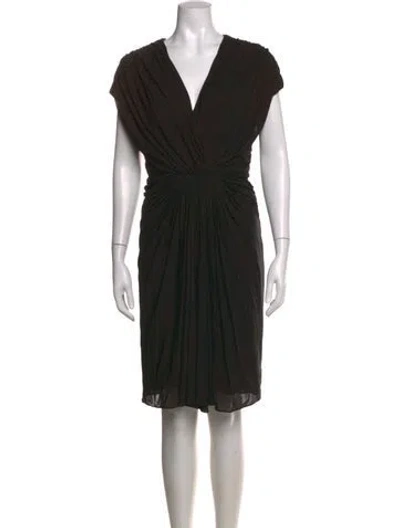 Pre-owned Badgley Mischka V-neck Knee-length Dress In Black