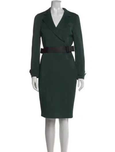 Pre-owned Badgley Mischka V-neck Knee-length Dress W/ Tags In Green