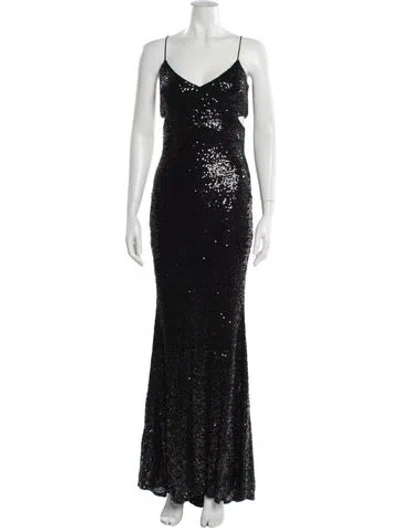 Pre-owned Badgley Mischka V-neck Long Dress W/ Tags In Green
