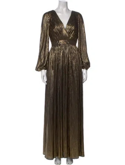 Pre-owned Badgley Mischka V-neck Long Dress W/ Tags In Multi
