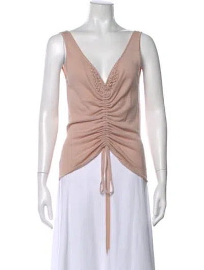 Pre-owned Badgley Mischka V-neck Sleeveless Top In Pink
