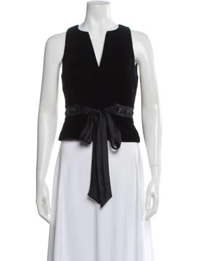 Pre-owned Badgley Mischka V-neck Sleeveless Top In White