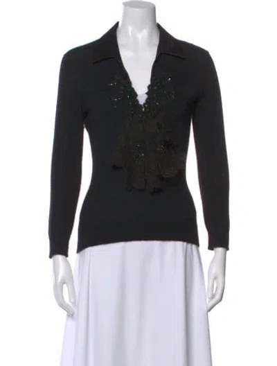 Pre-owned Badgley Mischka V-neck Sweater In Black