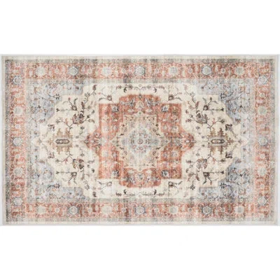 Badgley Mischka Whitley Tucson Coral Machine Washable Soft Touch Area Rug