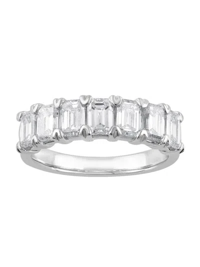 Badgley Mischka Women's 14k White Gold, 2.30 Tcw Lab-grown Diamond Emerald-cut Band Ring