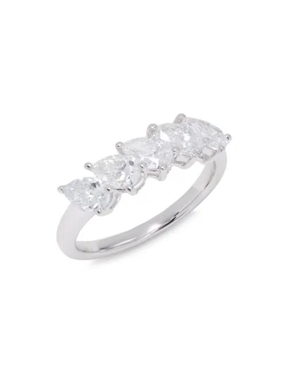 Badgley Mischka Women's 14k White Gold & 0.50 Tcw Lab-grown Pear Diamond Ring In Metallic