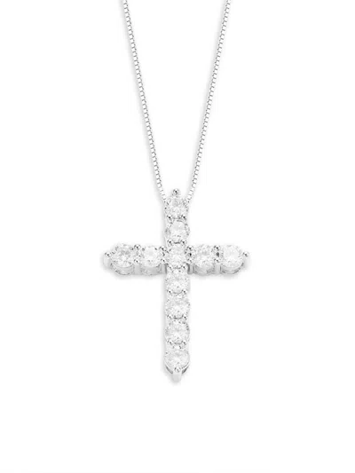 Badgley Mischka Women's 14k White Gold & 1 Tcw Lab Grown Diamond Cross Pendant Necklace