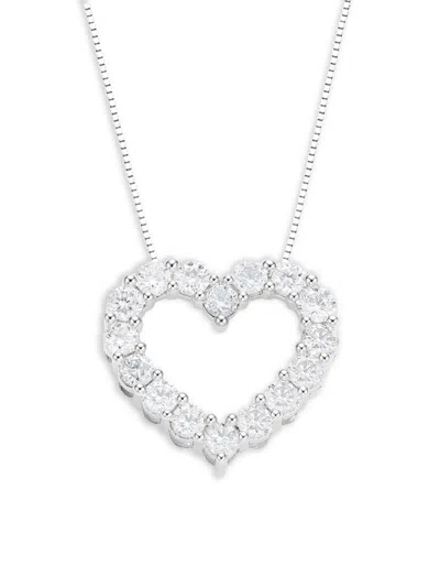 Badgley Mischka Women's 14k White Gold & 1.00 Tcw Lab-grown Diamond Heart Pendant Necklace